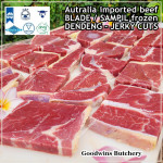 Beef BLADE Australia frozen daging sapi sampil CUBED-DADU RENDANG / CURRY BITE-SIZE 2cm 5/8" (price/pack 600g +/-50pcs) any brand in stock; GBP, WMPG, RALPHS or AMH